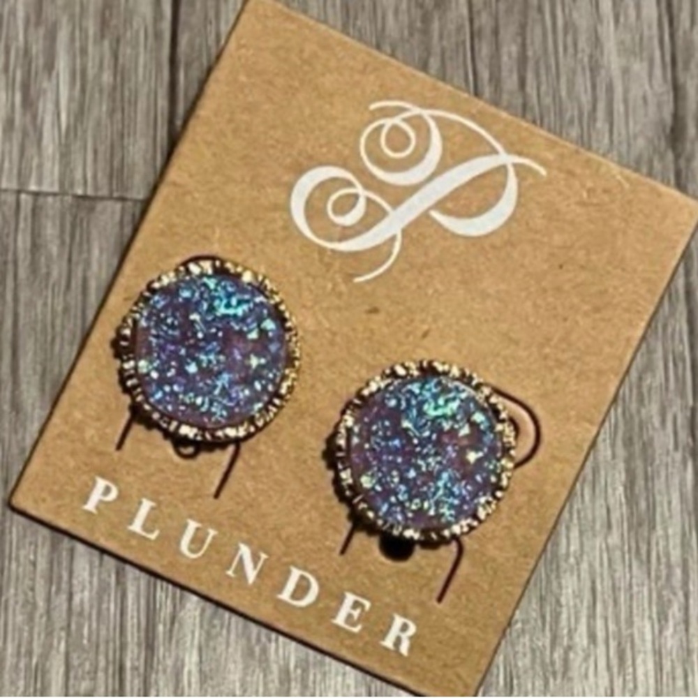 🛍️ Plunder Jazlyn Earrings - Elegant Blue/Purple and Gold